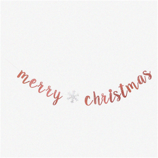 Sparkling Rose Gold Merry Banner