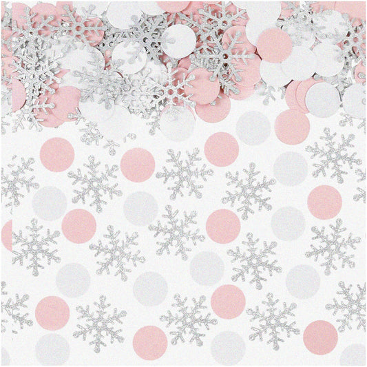 200Pcs Silver, White, Pink Snowflake Confetti for Parties