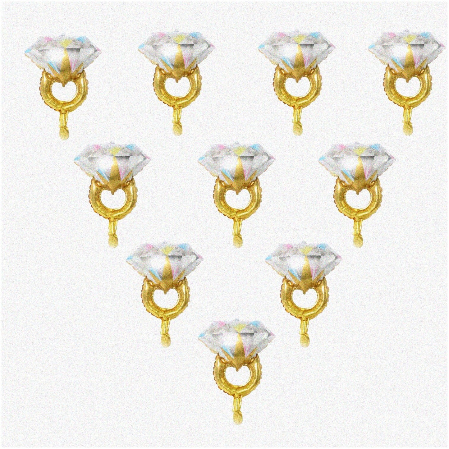 10 Mini Diamond Ring Balloons, 16-inch, Aluminum
