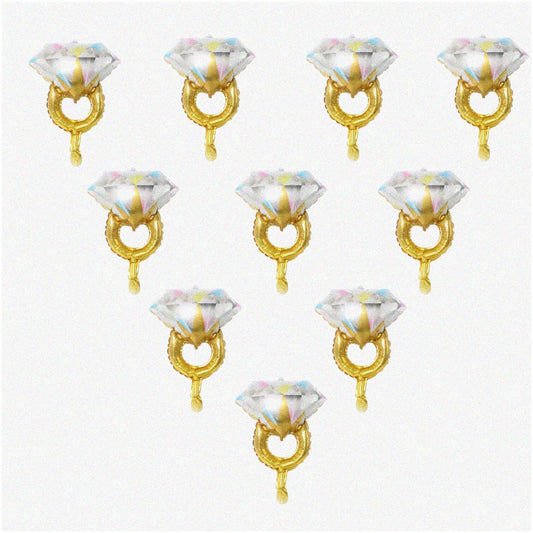 10 Mini Diamond Ring Balloons, 16-inch, Aluminum