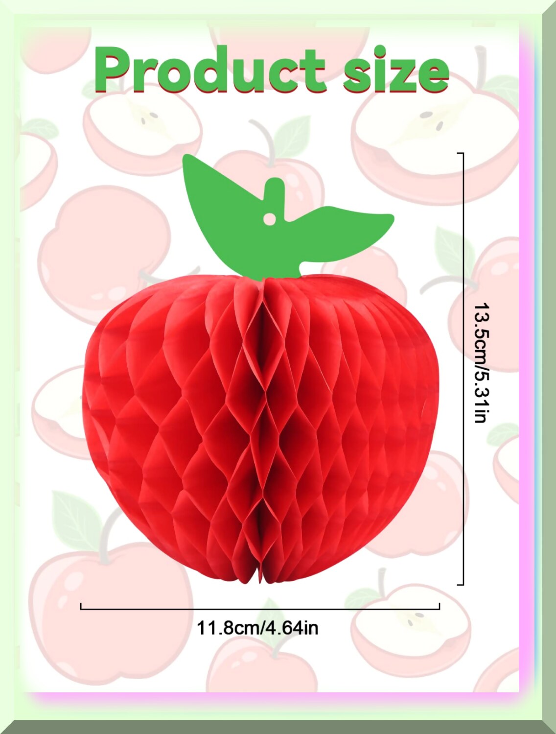 10 Pack Red and Green Honeycomb Tissue Paper Apple Decorations