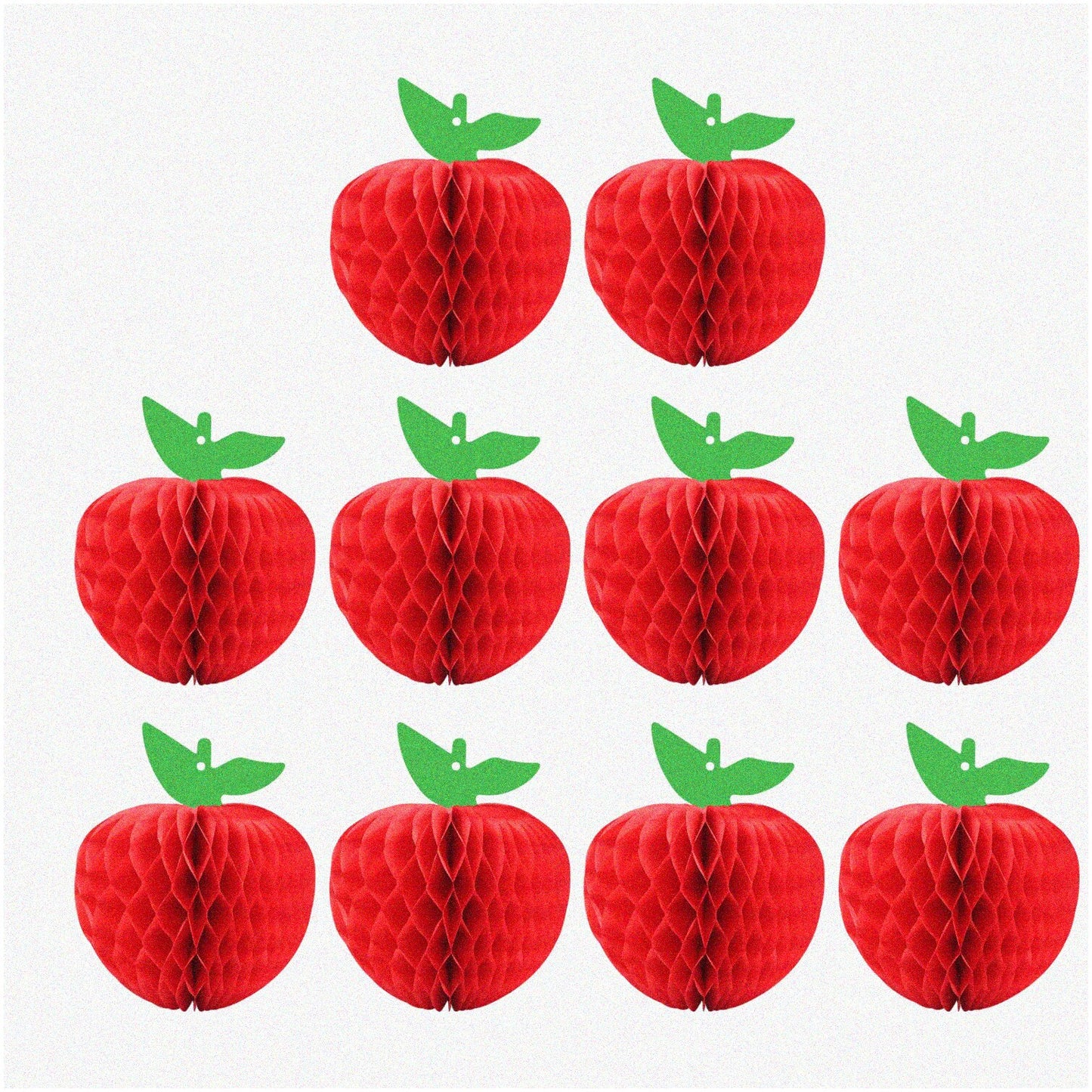 10 Pack Red and Green Honeycomb Tissue Paper Apple Decorations
