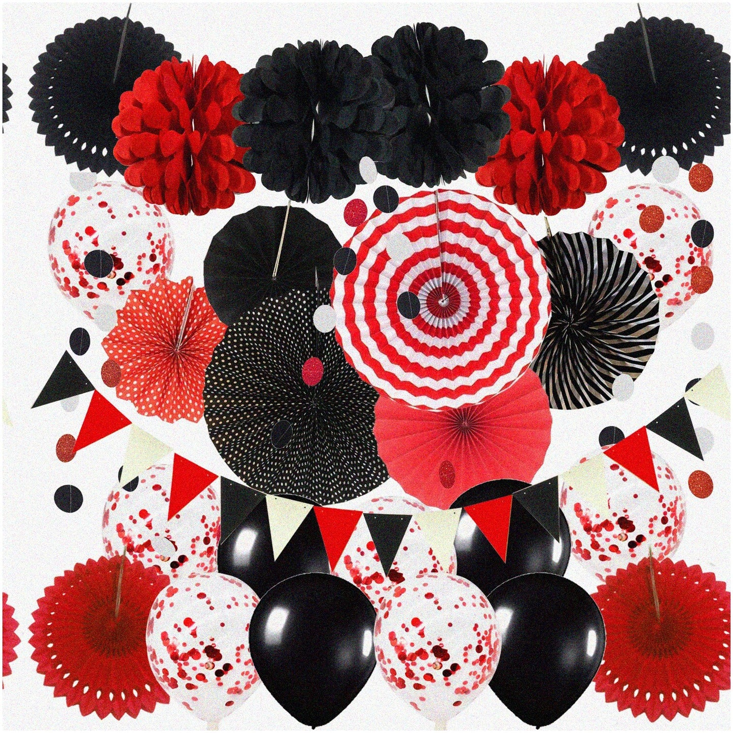 Fiesta Fête Hanging Paper Fans Pom Poms Flowers Bunting