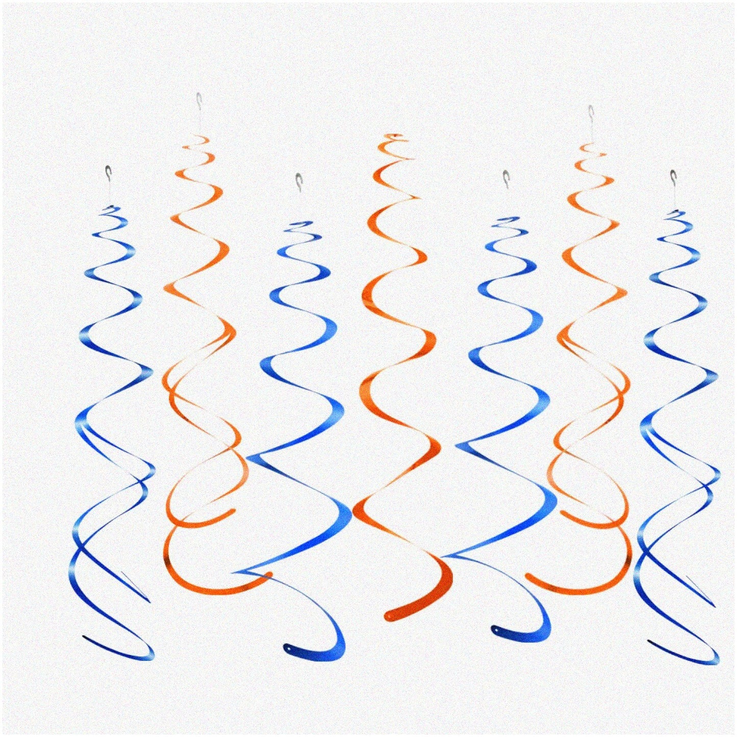 20 Orange and Blue Swirl Hanging Decorations, 2 ft
