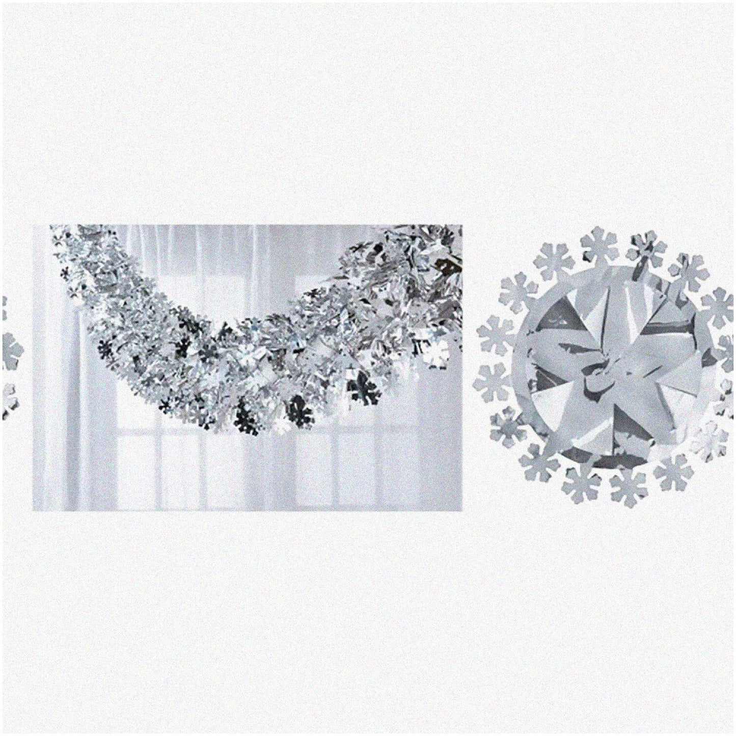 Snowflake Symphony Hanging Decoration 8ft Silver Accordion