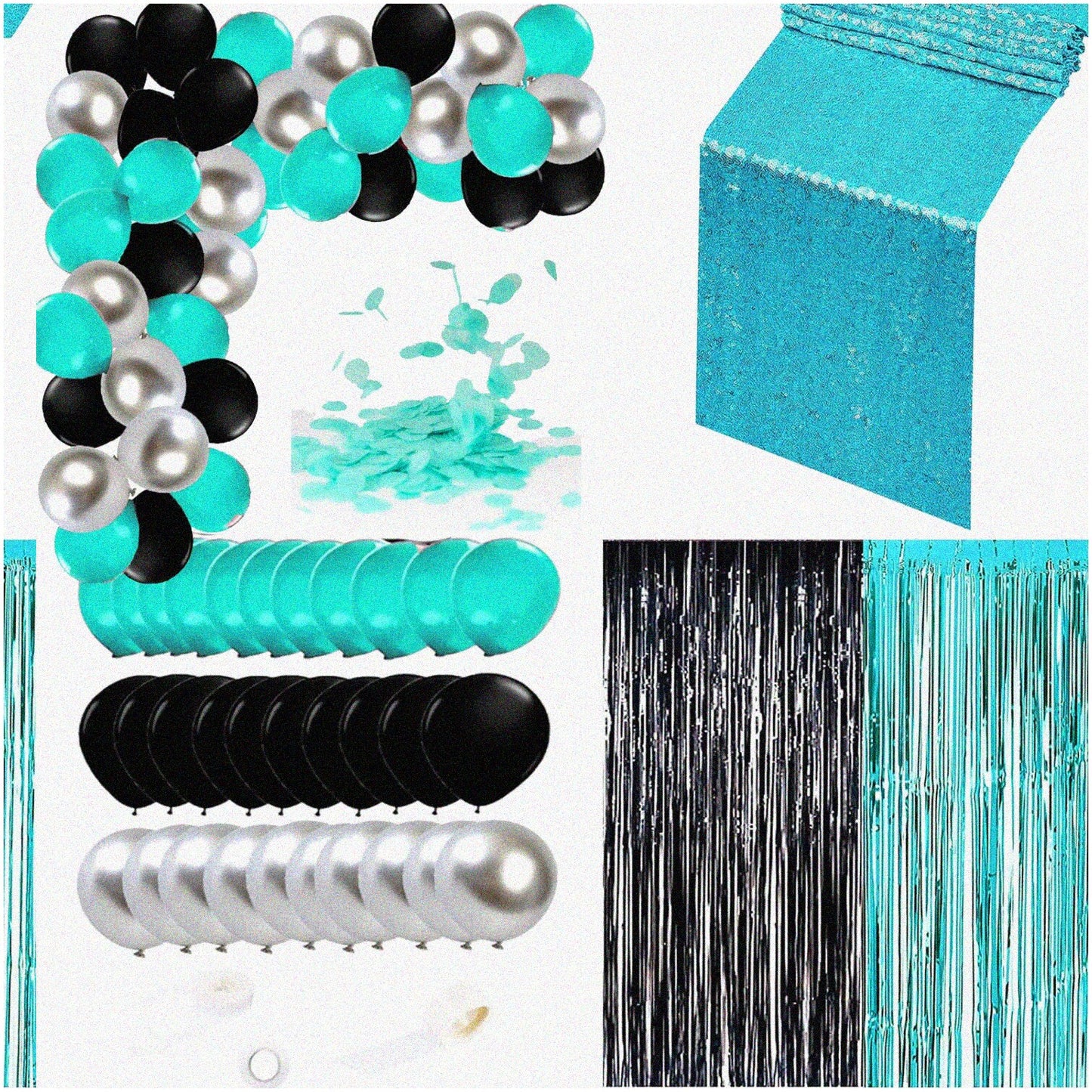 Turquoise Teal Party Pack with Balloons and Curtains
