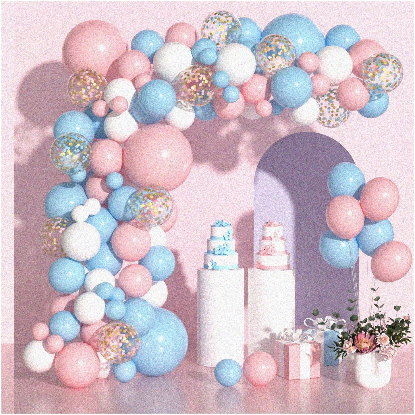 Pink and Blue Balloon Garland Kit 100Pcs for Gender Reveal and Events