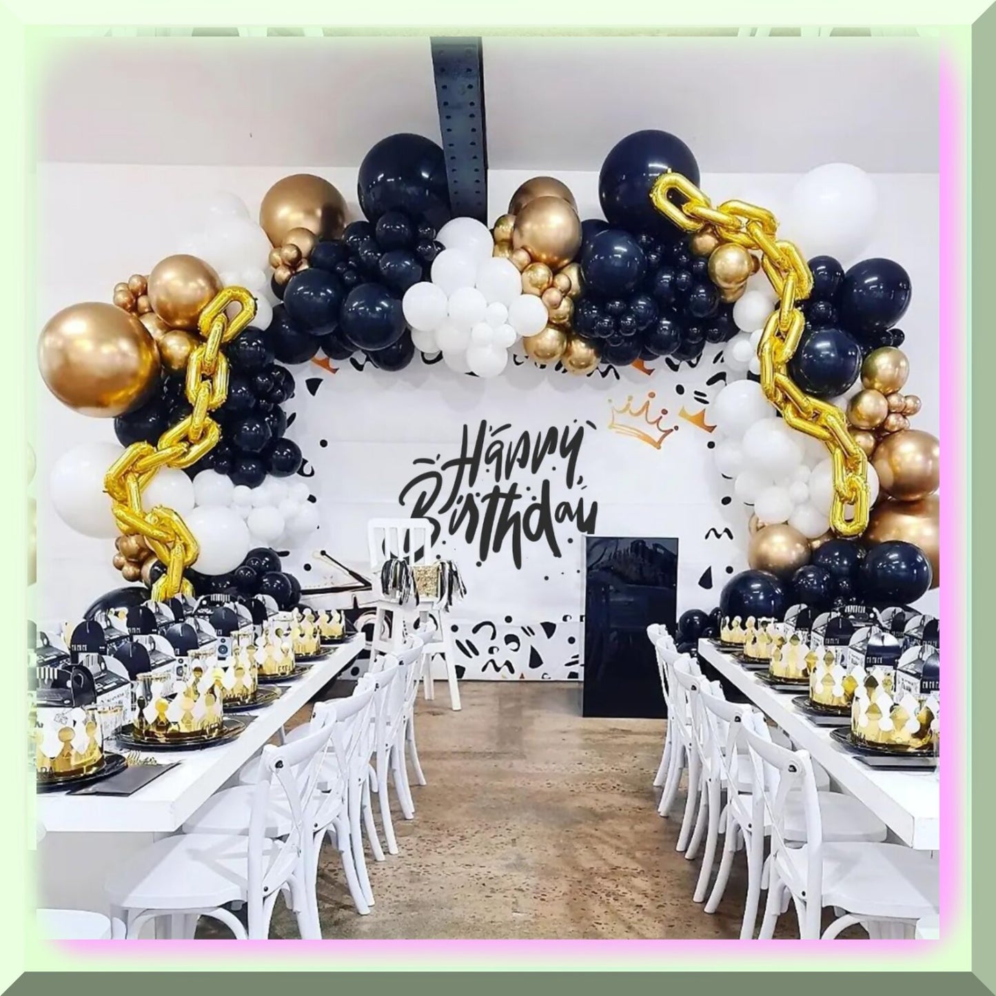 129Pcs Black and Gold Latex Balloons Kit