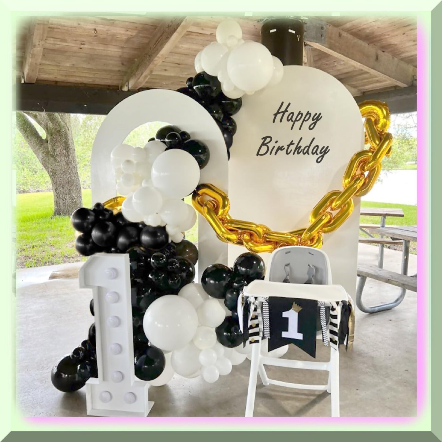 129Pcs Black and Gold Latex Balloons Kit