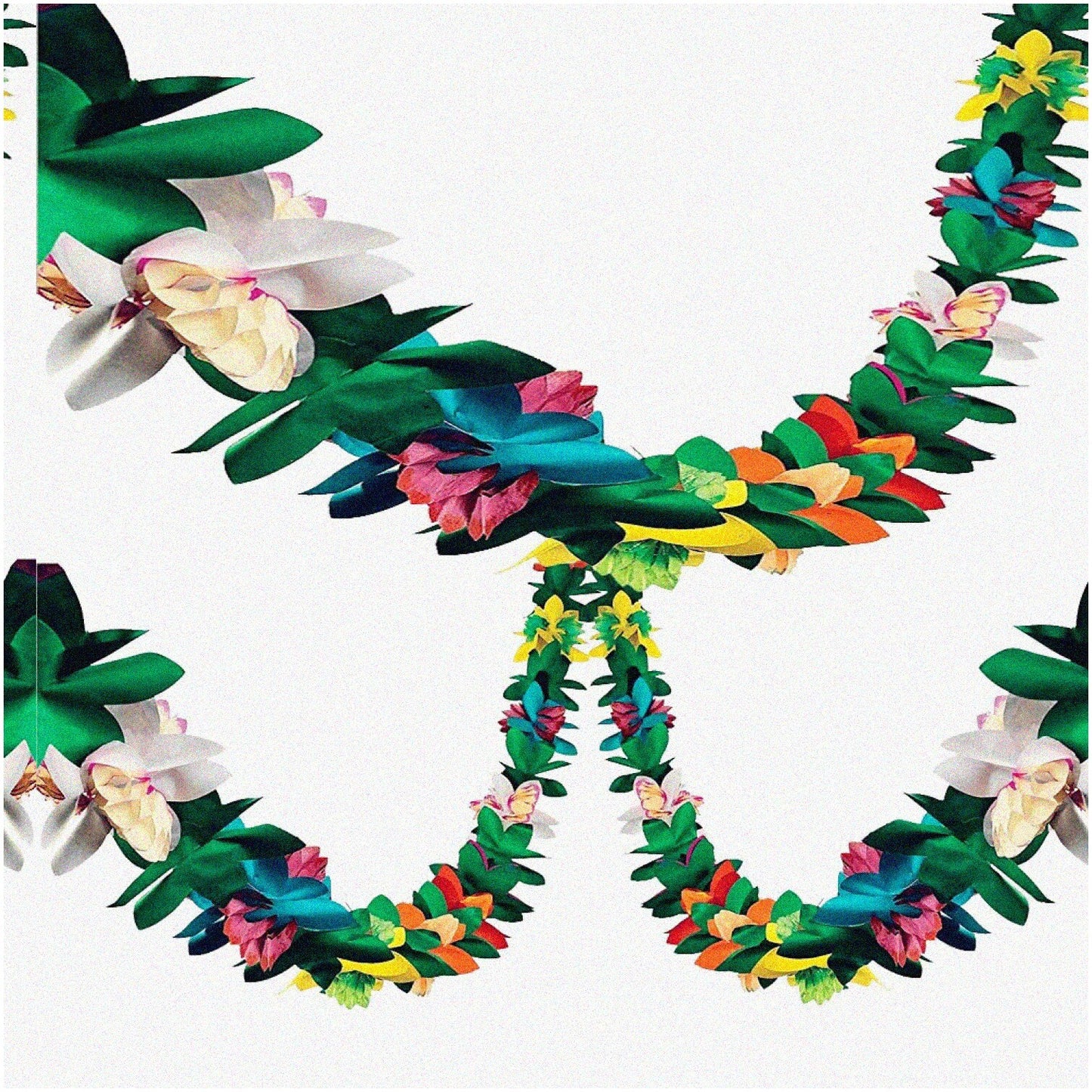 3Pack 12ft Paper Flower Garland Tropical Multicolored