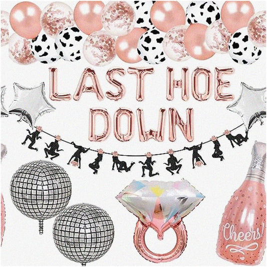 Rose Gold Cowgirl Bachelorette Party Kit with Balloons
