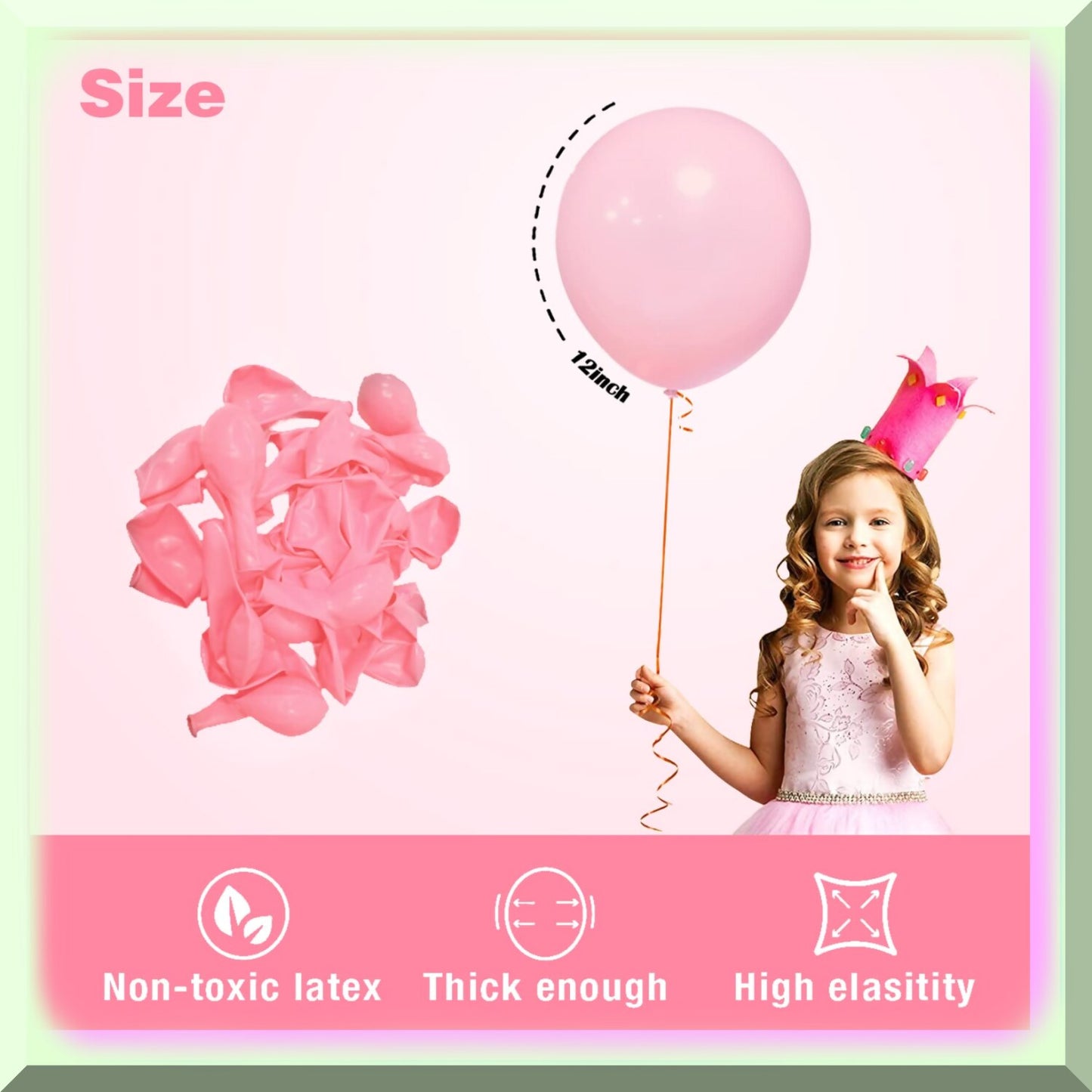 12" Light Pink Latex Balloons - 50PCS