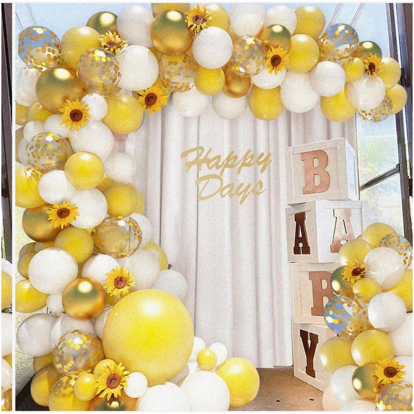 Sunflower Balloon Garland Kit Yellow Gold White 18"