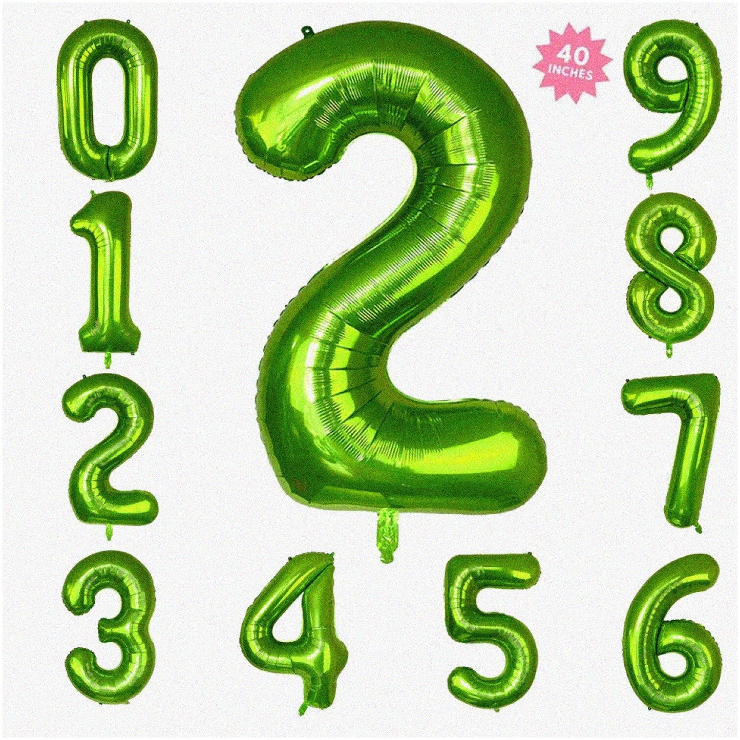 Giant Green Digital Number Balloons 40" Set of 2