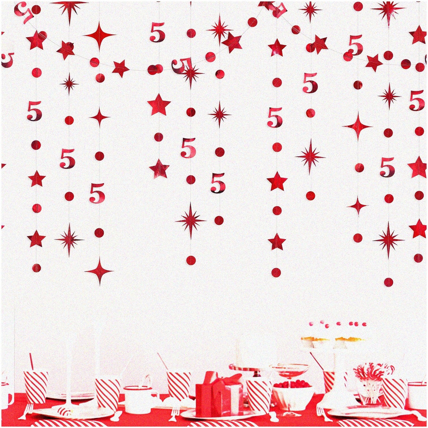 5th Birthday Metallic Garland Streamer Bunting Set