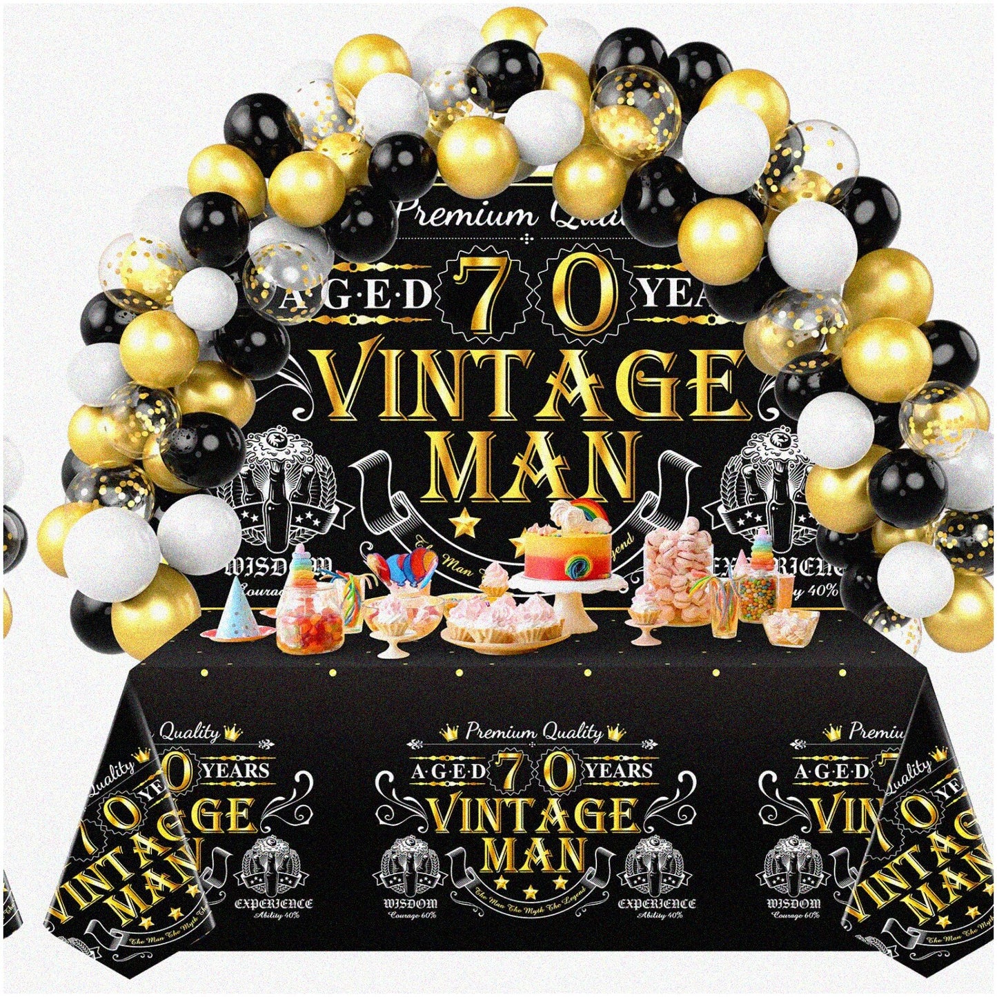 Black Gold "OLD LIVES MATTER" Birthday Banner 73x44 inches