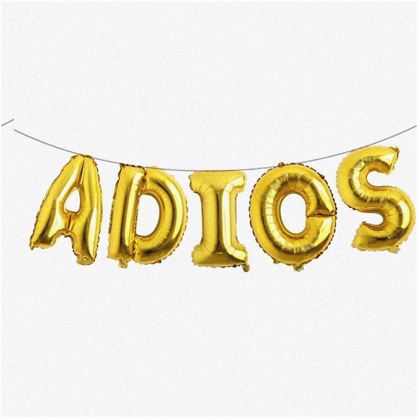 16-Inch Multicolor ADIOS Balloons Banner with Gold Sign
