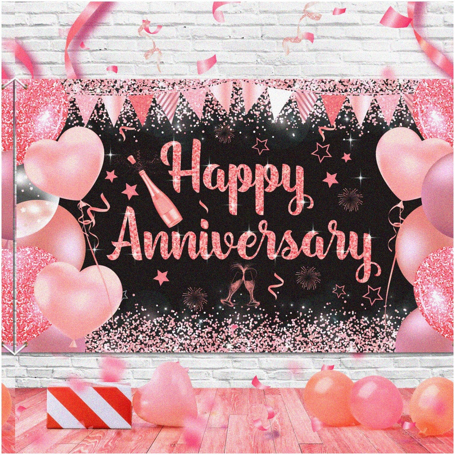 Rose Gold Celebration Backdrop Large Wedding Anniversary Birthday