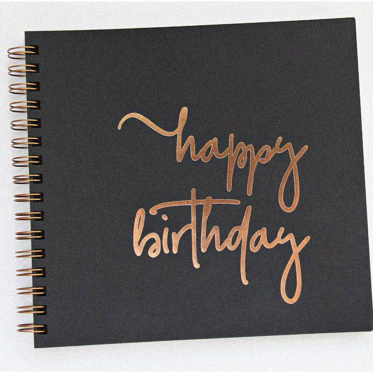 Black Guestbook with Rose Gold Embossed "F" 8.5x9 inches