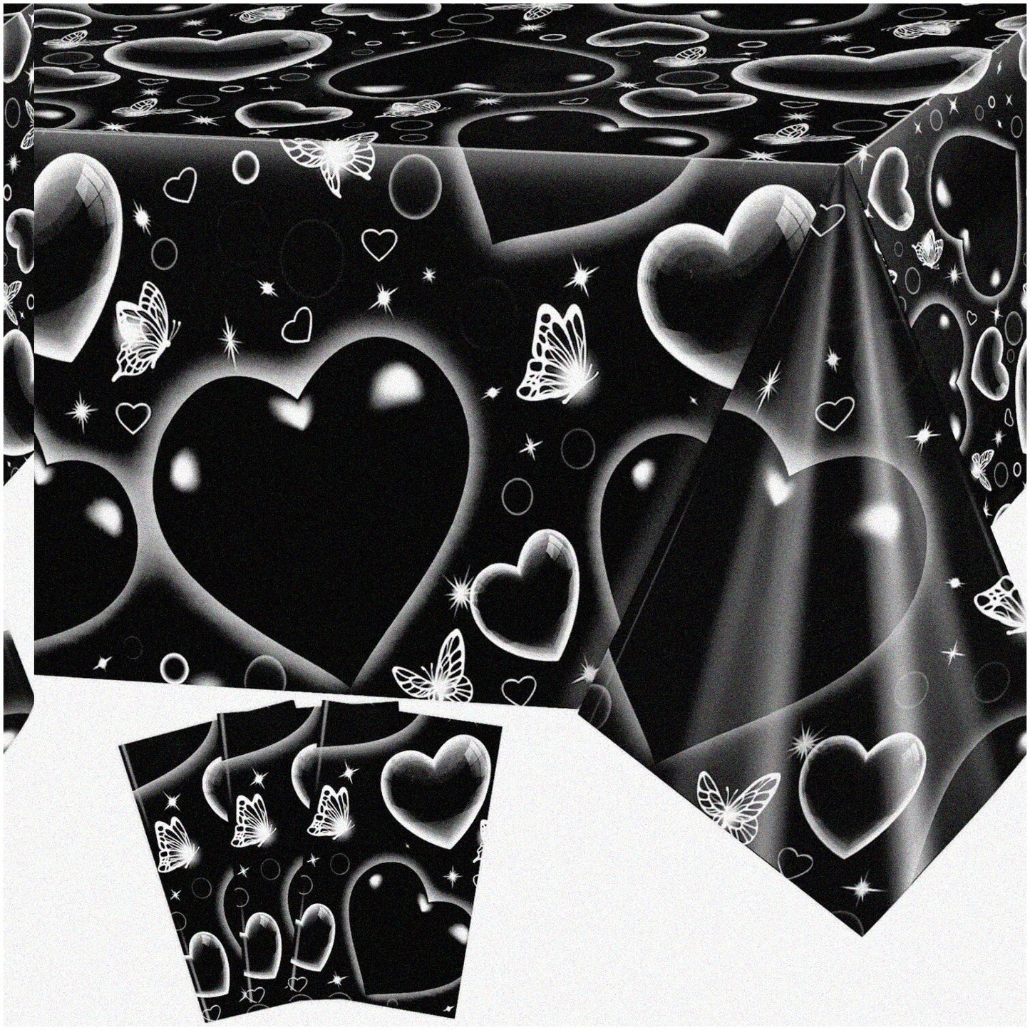 Y2K Throwback Black Heart Tablecloth Set 3 Pack