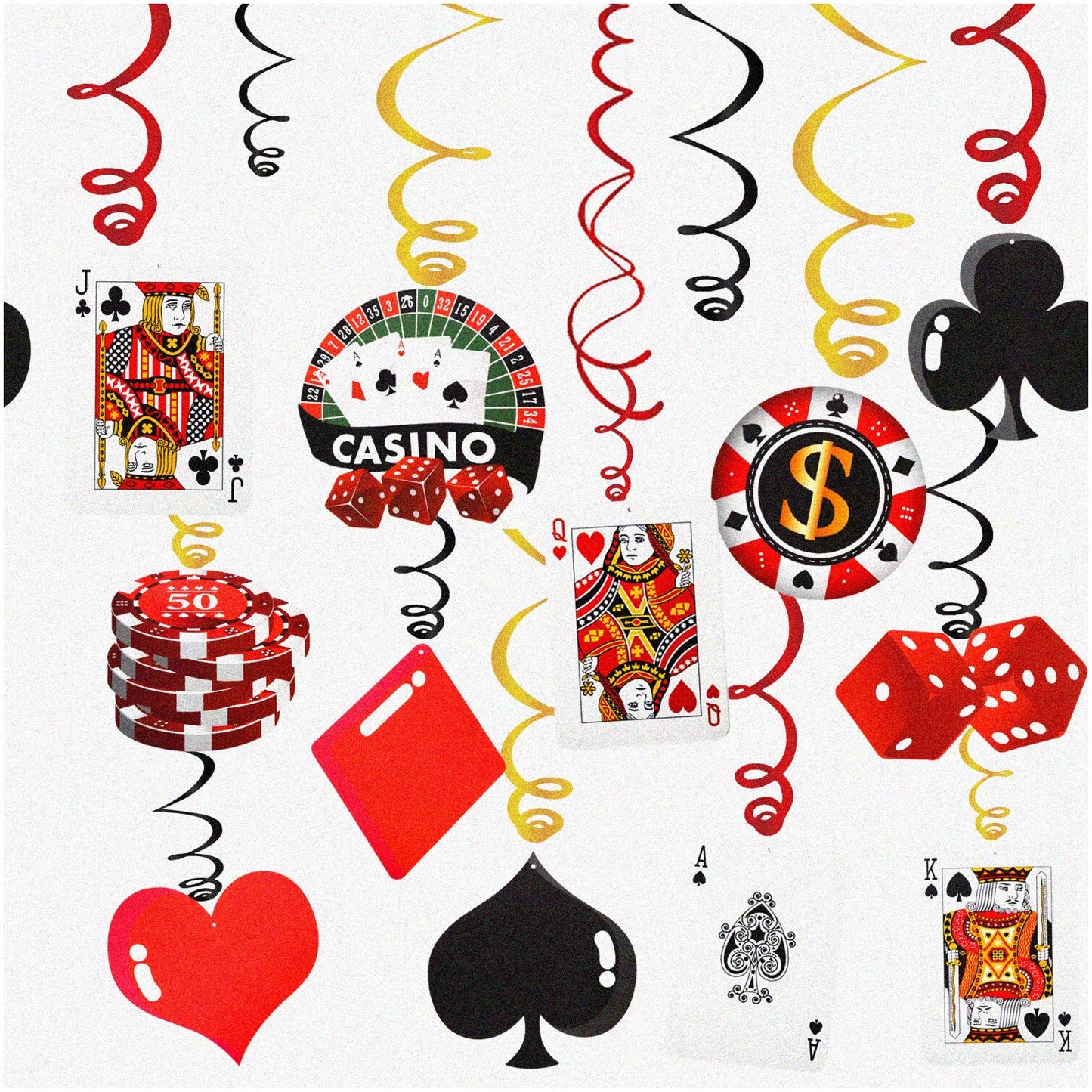 30PCS Poker Theme Hanging Decorations for Casino Night