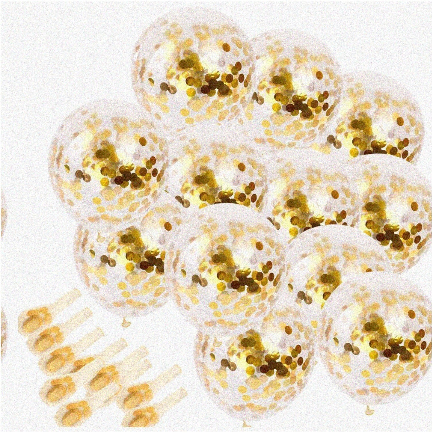 20 Gold Confetti Balloons for Parties and Weddings
