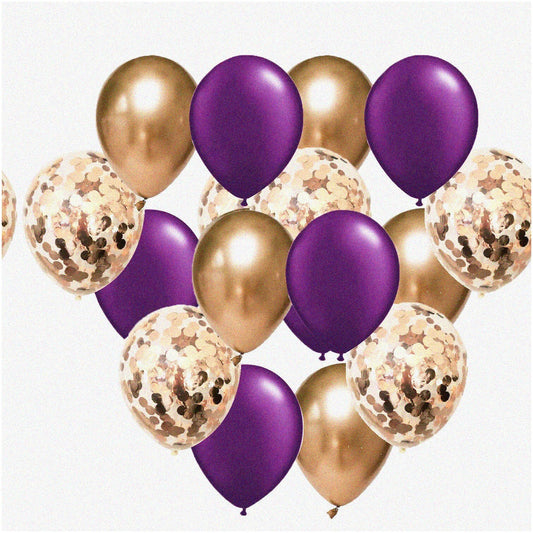 Purple Gold 15pcs Balloon Celebration Kit