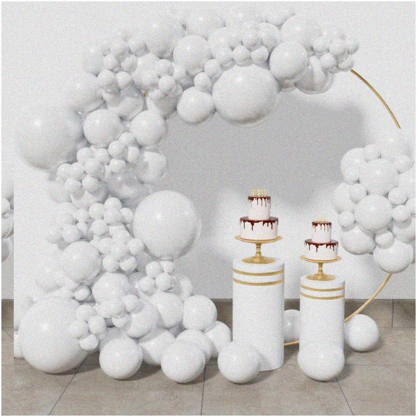 134 White Latex Balloons Set in Various Sizes