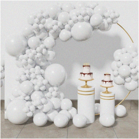 134 White Latex Balloons Set in Various Sizes