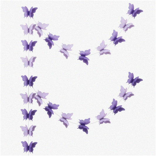 Whimsy Wings Butterfly Garland Set of 2, Light Purple, 110 Inches