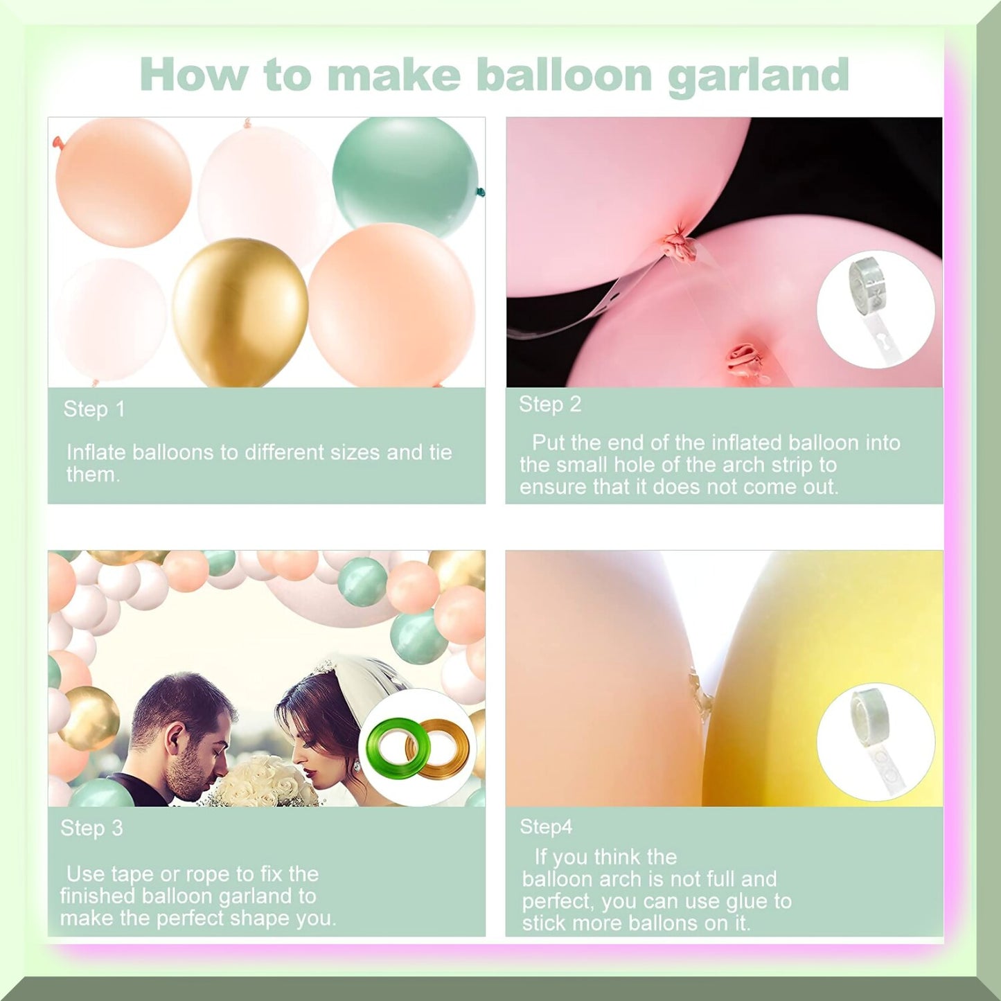 148pcs Balloon Garland Kit with Sage Green, Pink, Peach, and Gold Balloons