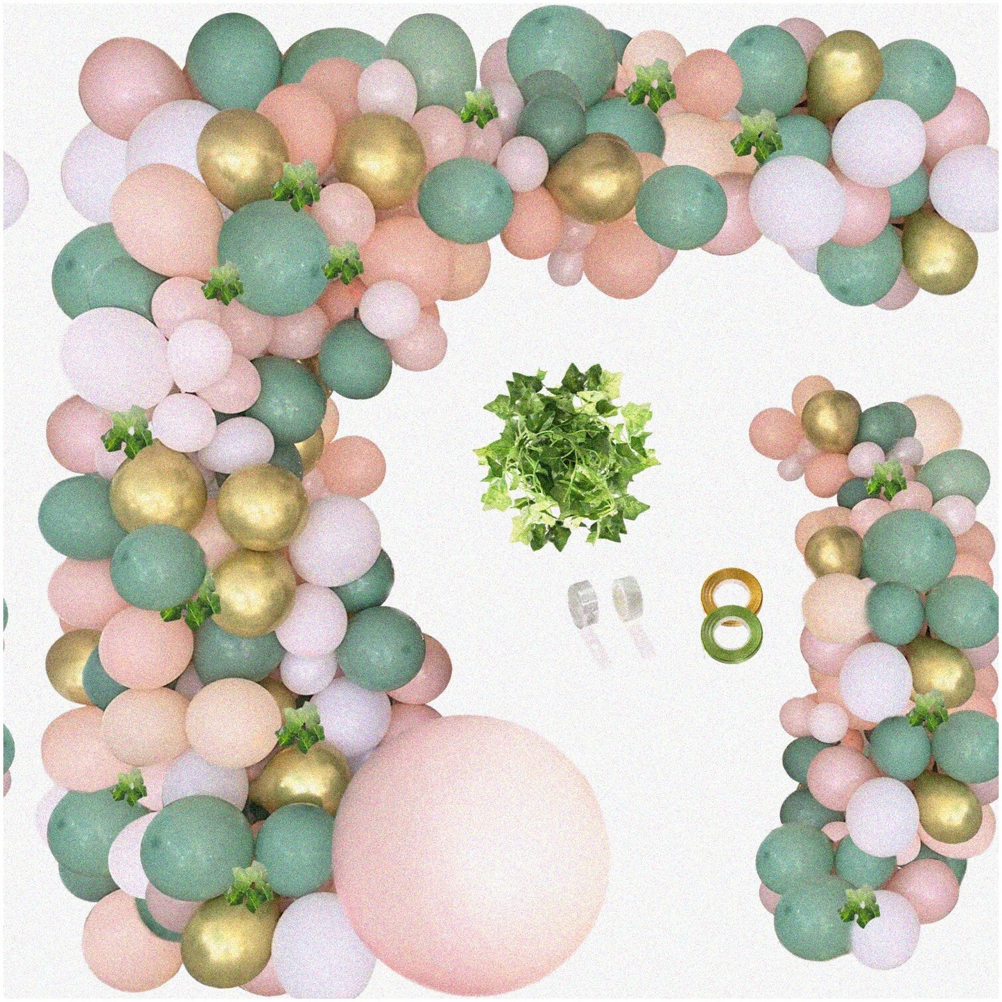 148pcs Balloon Garland Kit with Sage Green, Pink, Peach, and Gold Balloons