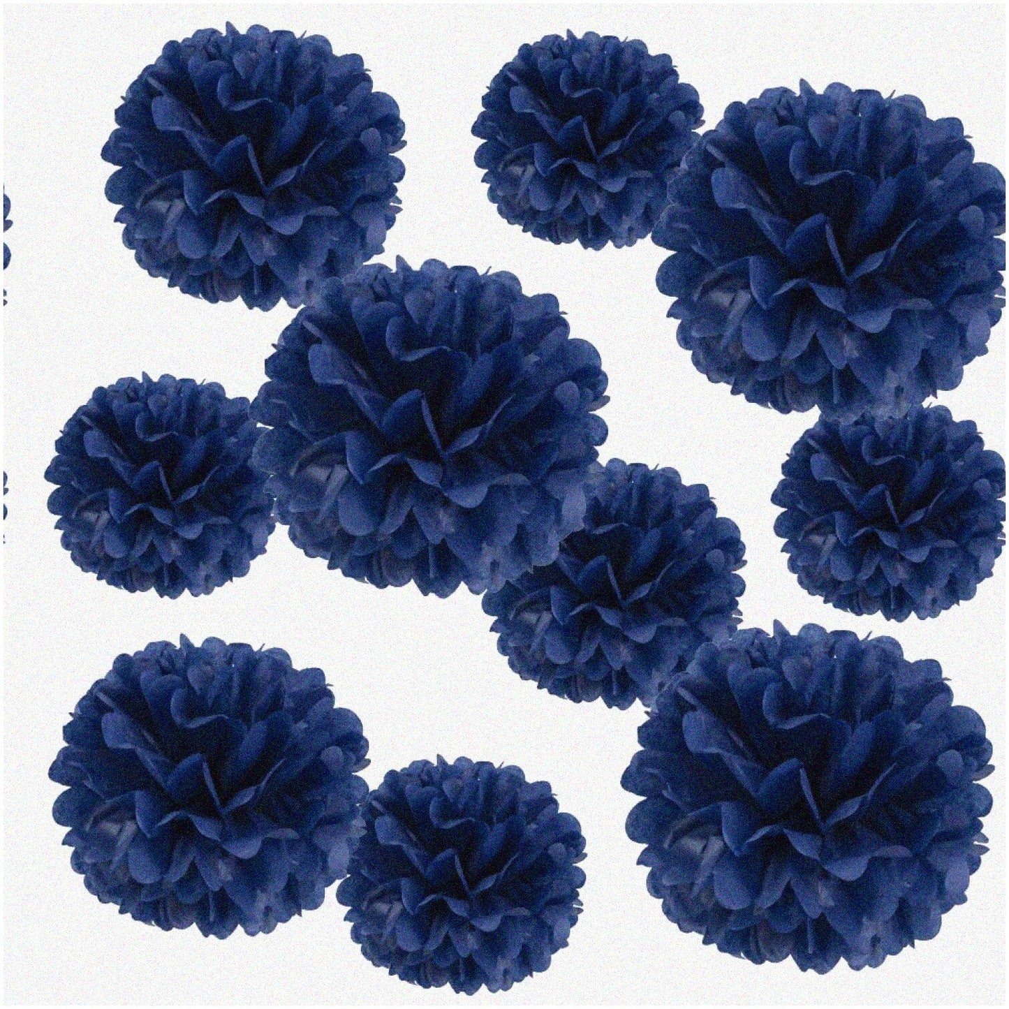 Navy Blue Paper Pom Poms 10-Inch 10 Pack