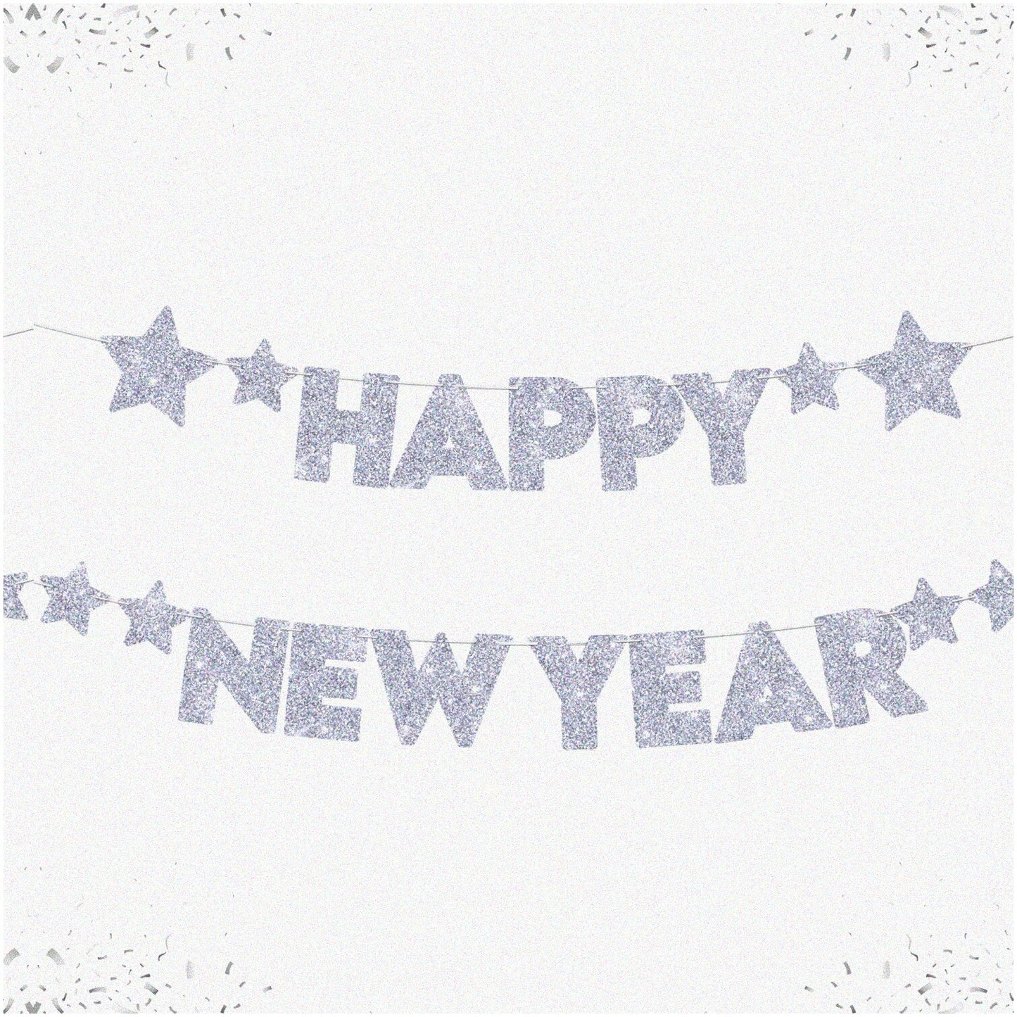 10ft Silver Glitter New Year Banner