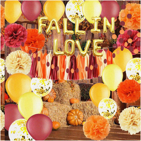 Burgundy Orange Fall Decor Set for Events