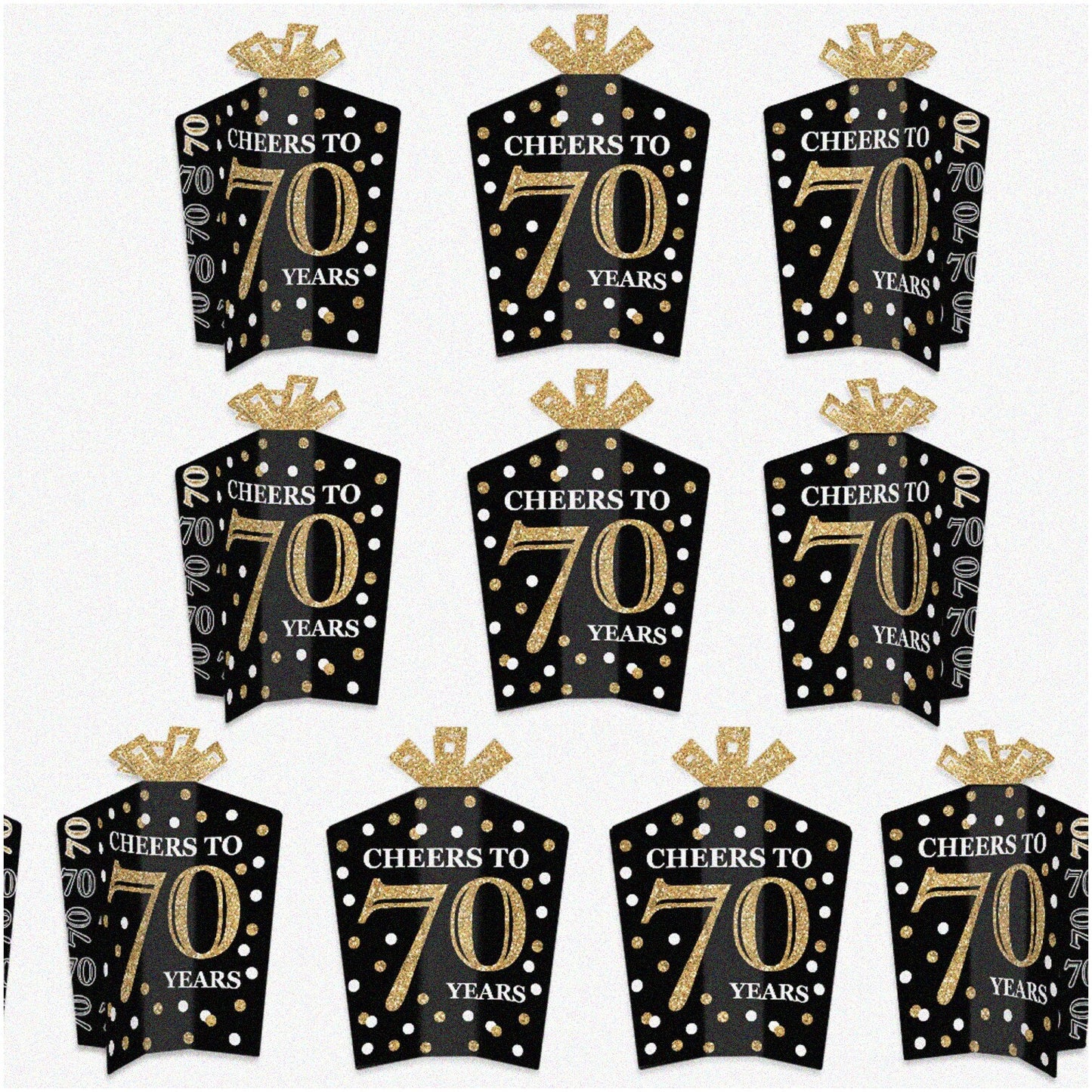 70th Birthday Gold Fold and Flare Centerpieces 10 Count
