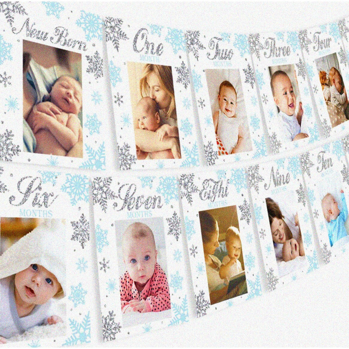 Snowflake Milestone Photo Banner Kit for 1st Birthday