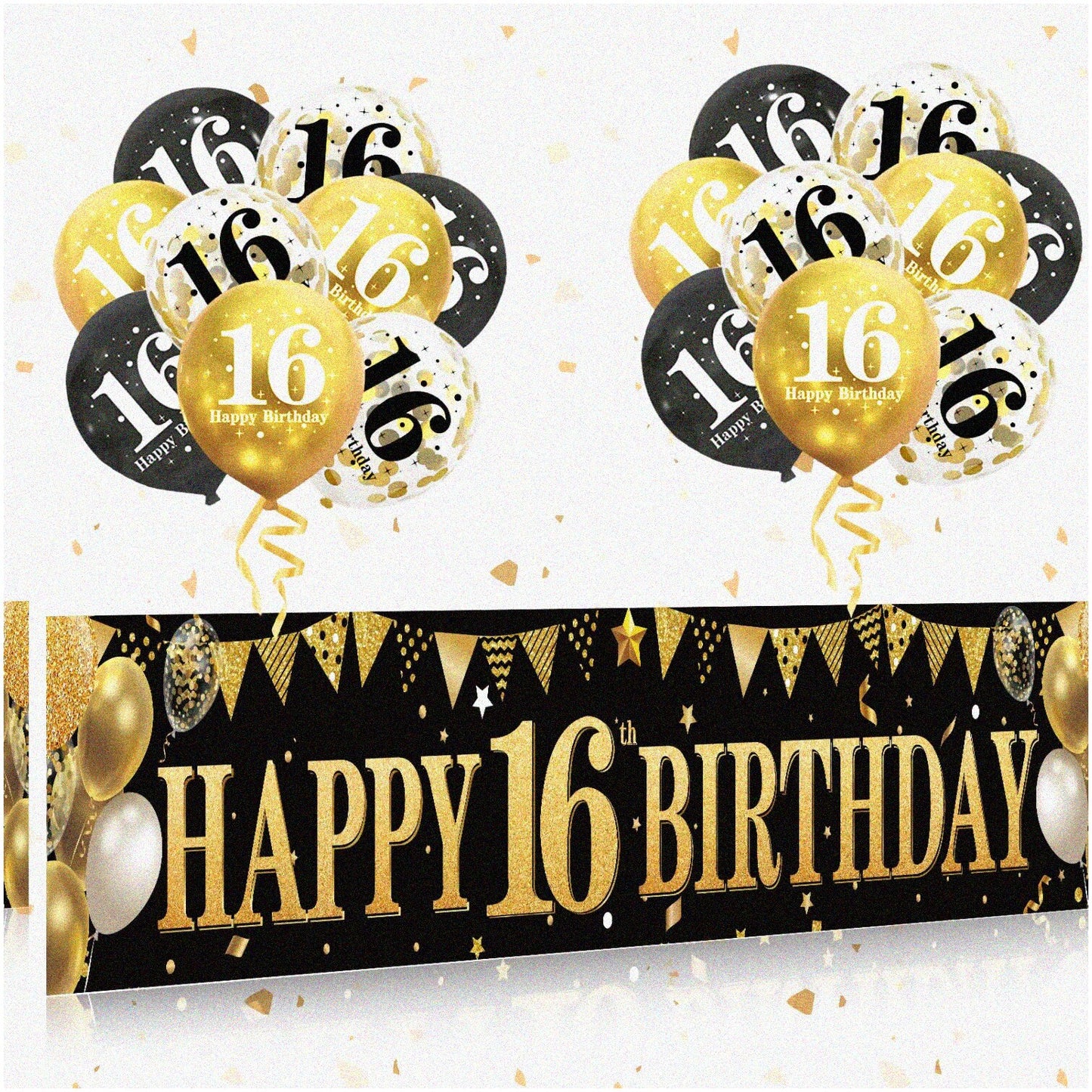 Sweet 16 Teal Silver Door Banner & Porch Sign Set