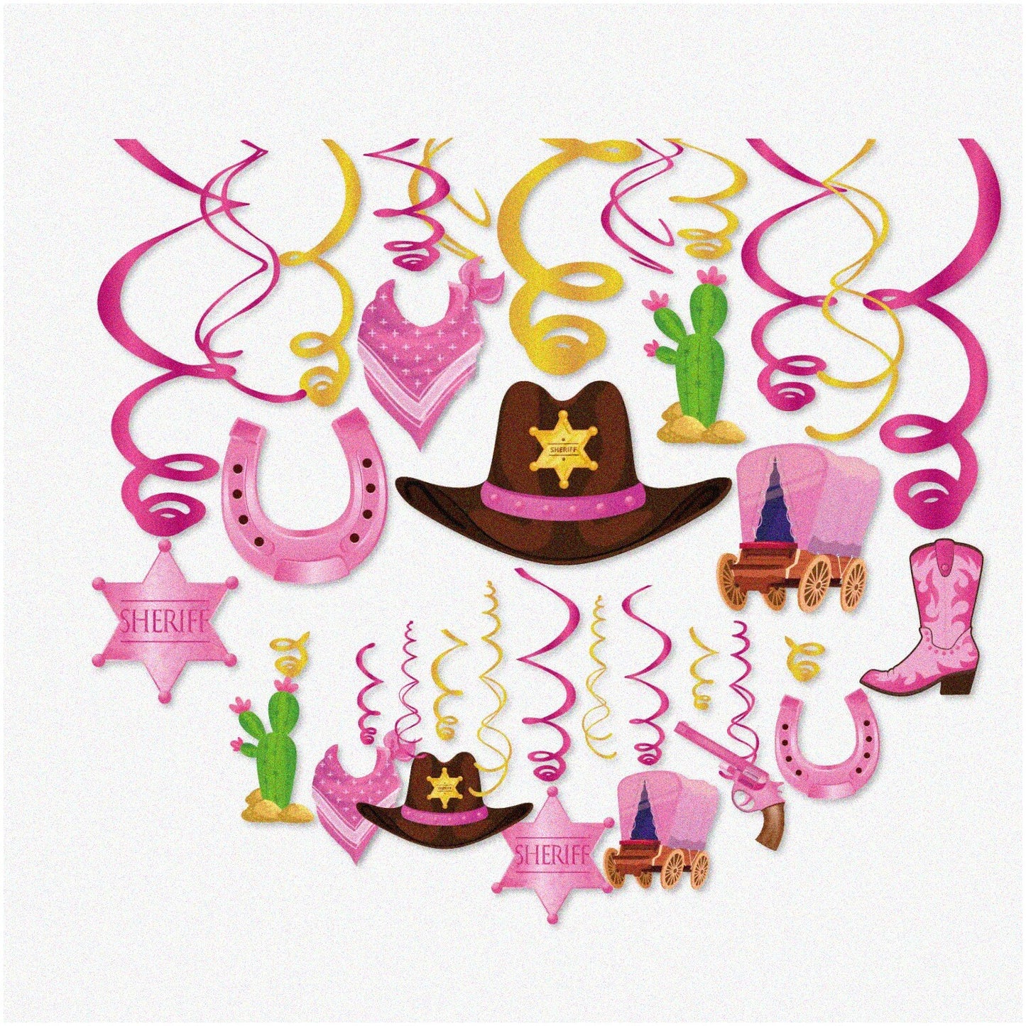 Wild West Whirls 30 Count Cowboy Ceiling Decorations