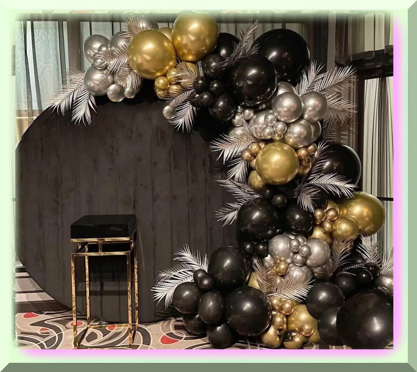 116pcs Balloon Garland Arch Kit Black Gold Silver Chrome