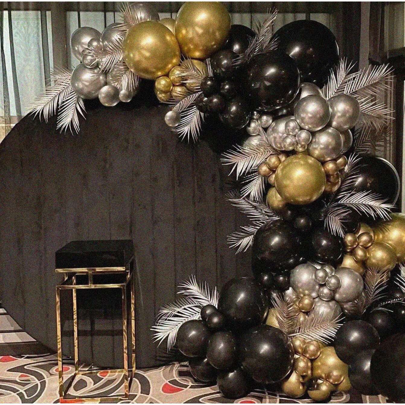 116pcs Balloon Garland Arch Kit Black Gold Silver Chrome