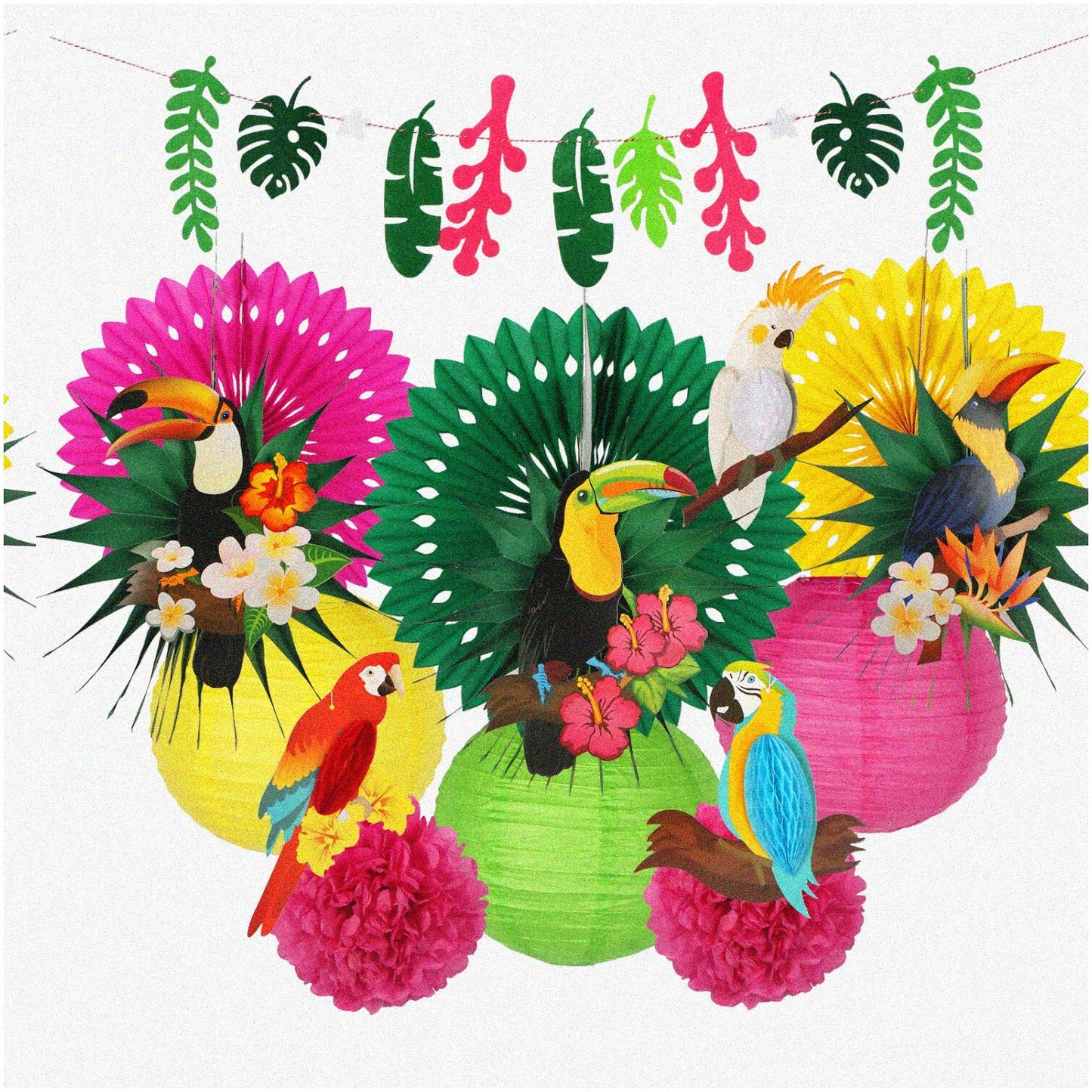 Hot Pink & White Heart Garland Streamer 52ft