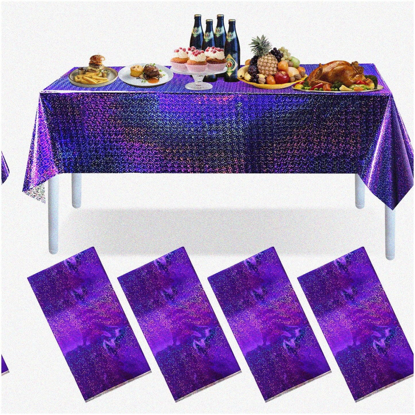 Party Perfect Iridescent Purple Laser Tablecloth 2/4/8 pcs