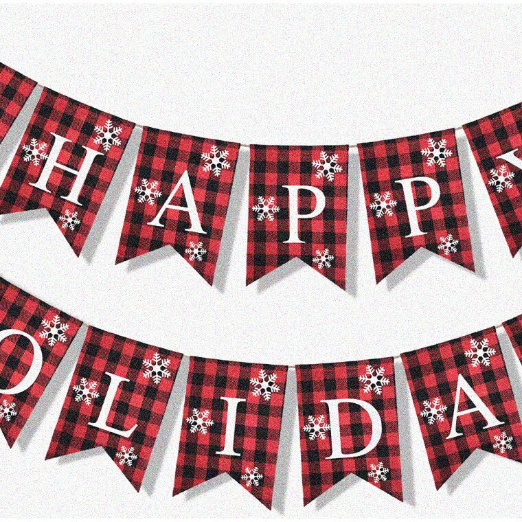 Rustic Buffalo Plaid Merry Outdoor Hanging Decor
