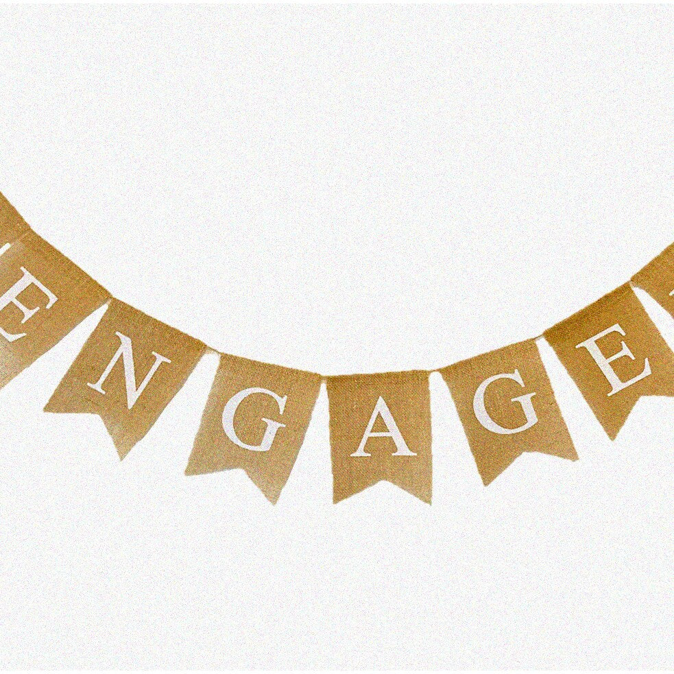 Rustic Burlap "Engaged" Banner 8ft 7in for Events