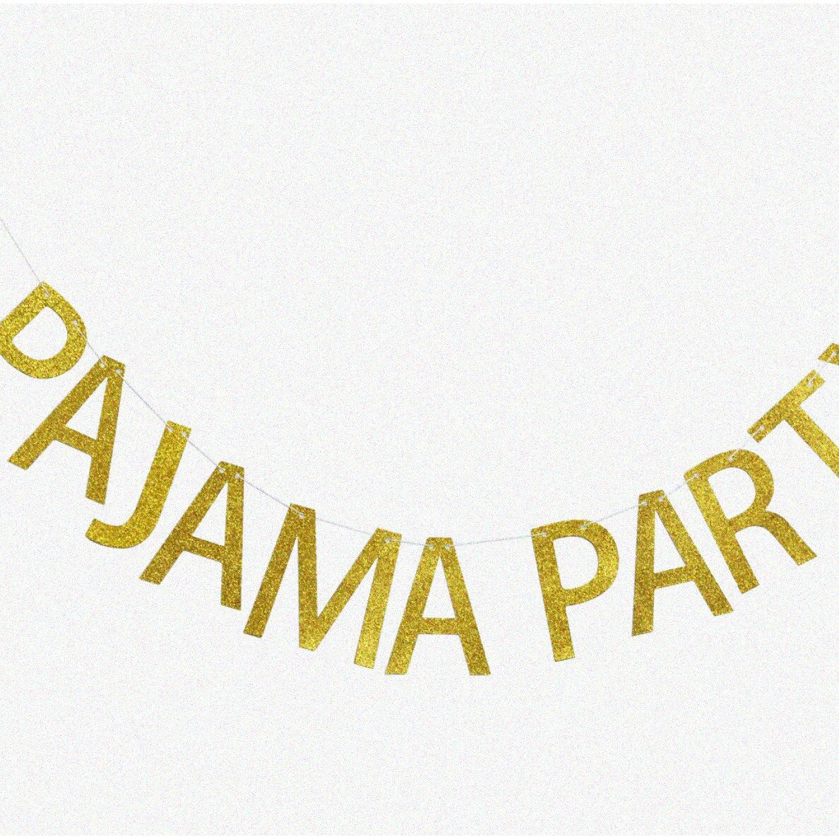 Golden Dreams Pajama Party Banner with Gold Glitter Letters