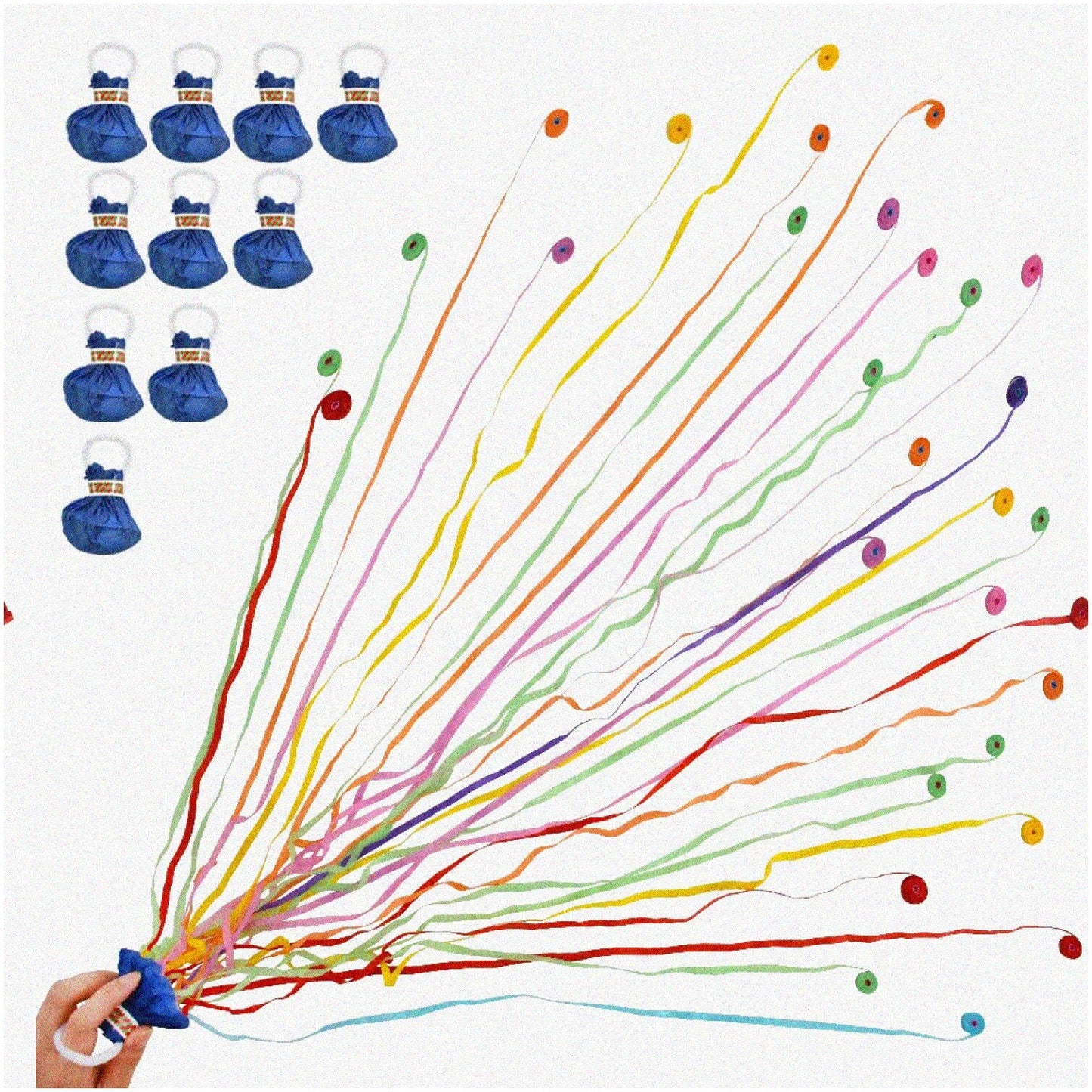Rainbow Burst Confetti Streamers 10 Pack