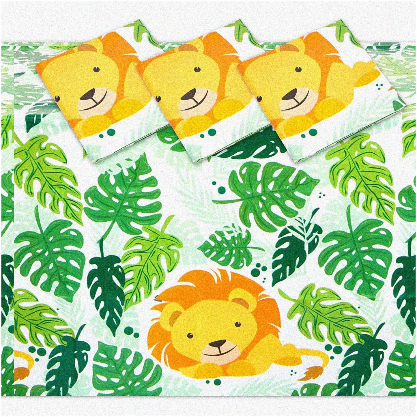 Safari Animal-Themed Plastic Tablecloth Set 54x108 in 3 Pack