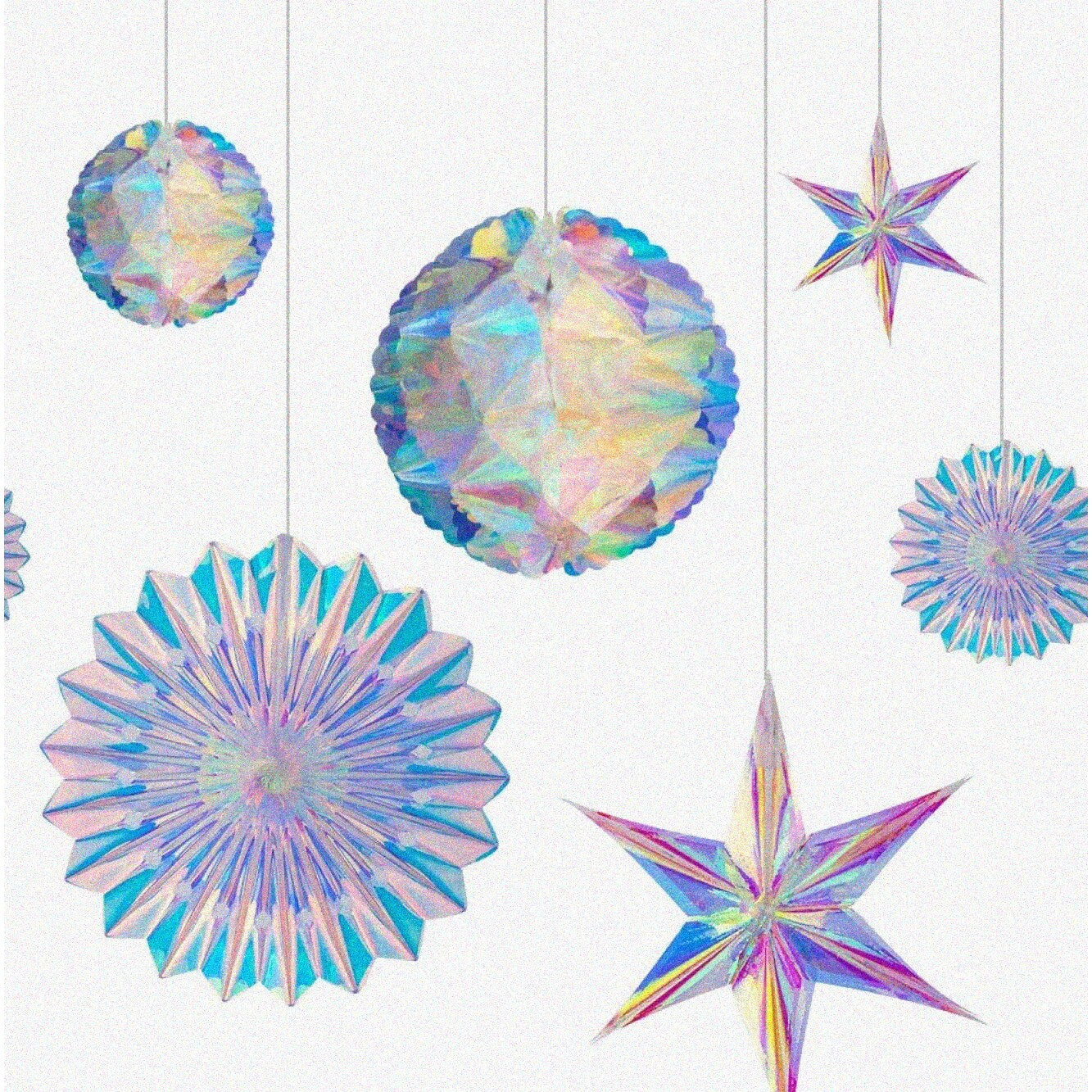 Iridescent Celebration Kit with Honeycomb Balls, Paper Fans, Stars