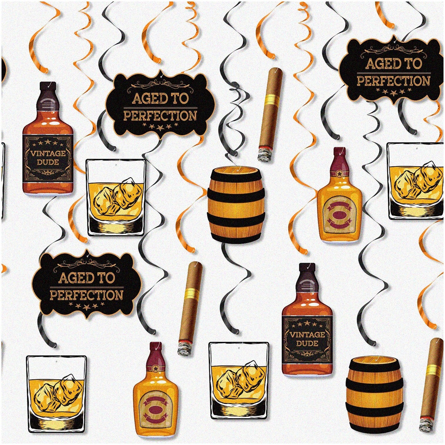 Whiskey Party Hanging Decorations, 20 Swirls
